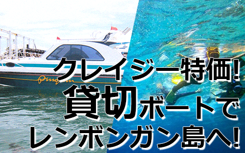 トキメキバリ島観光 厳選マリンスポーツ レンボンガン島往復貸切ボート 特徴
